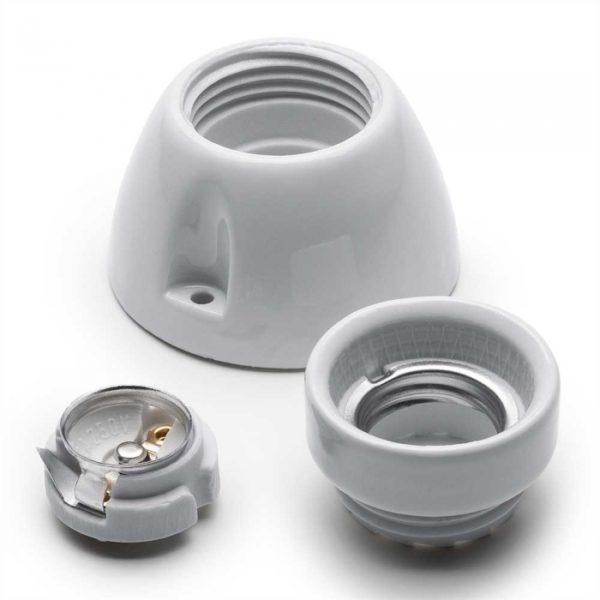 Stropná a nástenná porcelánová objímka MINIMAL, biela farba - Image 4