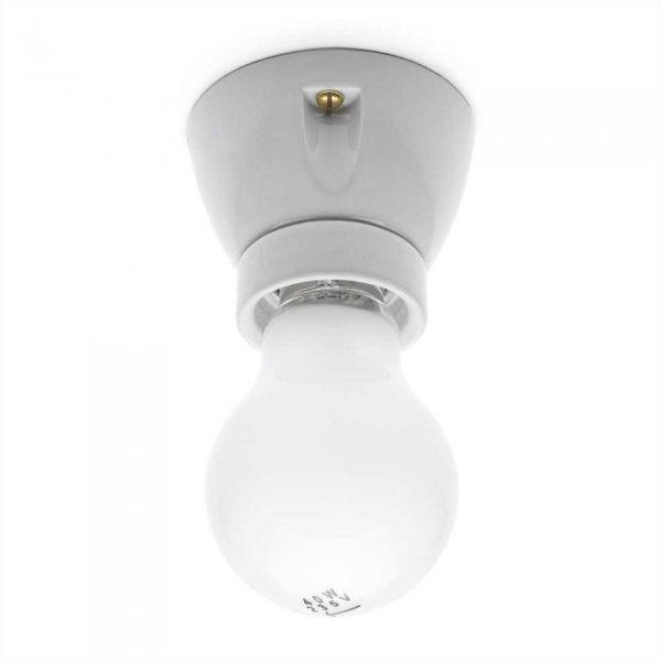 Stropná a nástenná porcelánová objímka MINIMAL, biela farba - Image 2