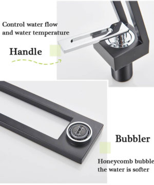 Moderná umývadlová batéria v čierno-chrómovom dizajne