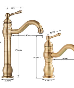 Vysoká vintage vodovodná batéria - antický bronz