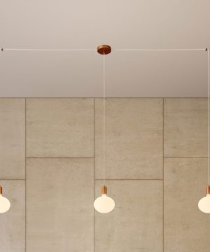 Alternative view of Závesné svietidlo pavúk s 3 objímkami v brúsenej medenej farbe