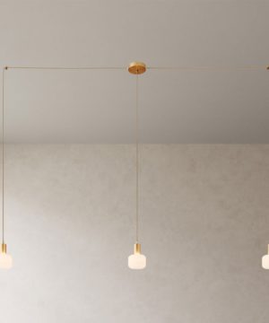 Alternative view of Závesné svietidlo pavúk s 3 objímkami v brúsenej mosádznej farbe