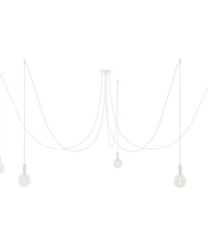Závesné svietidlo pavúk s 5 päticami v bielej farbe