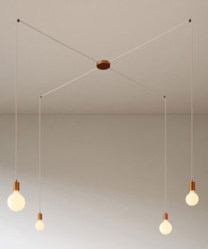 Alternative view of Závesné svietidlo pavúk so 4 objímkami v brúsenej medenej farbe