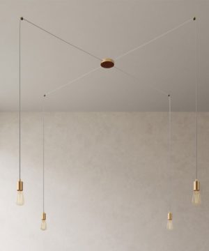 Alternative view of Závesné svietidlo pavúk so 4 objímkami v brúsenej mosádznej farbe