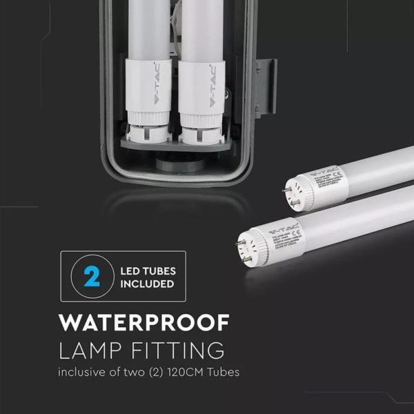 Lineárne LED trubicové svietidlo IP65, 36W, 6400K, 3400lm, 120cm - Image 7