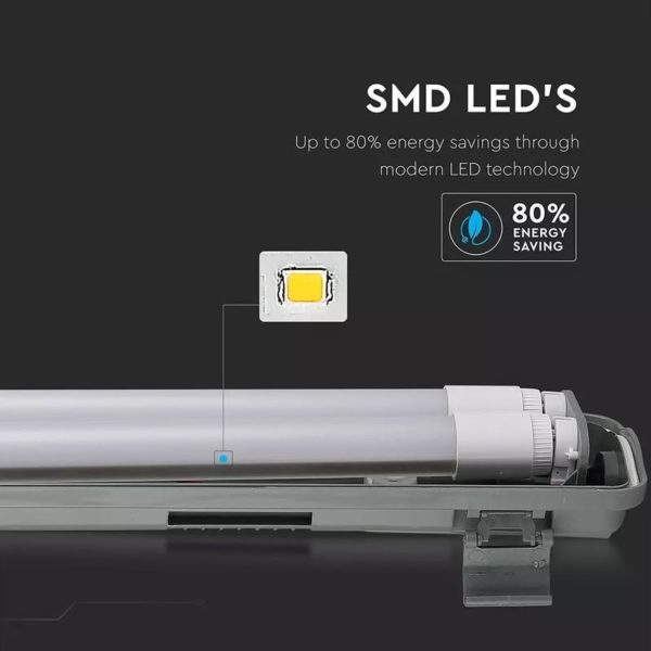 Lineárne LED trubicové svietidlo IP65, 36W, 6400K, 3400lm, 120cm - Image 5