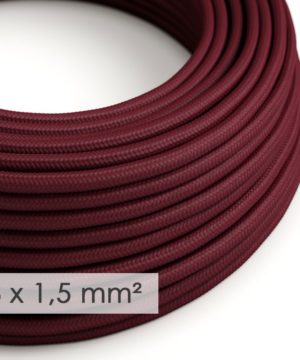 Kábel so širokým priemerom 3x1,50 v bordovej farbe, umelý hodváb, 1 meter