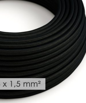 Kábel so širokým priemerom 3x1,50 v čiernej farbe, umelý hodváb, 1 meter