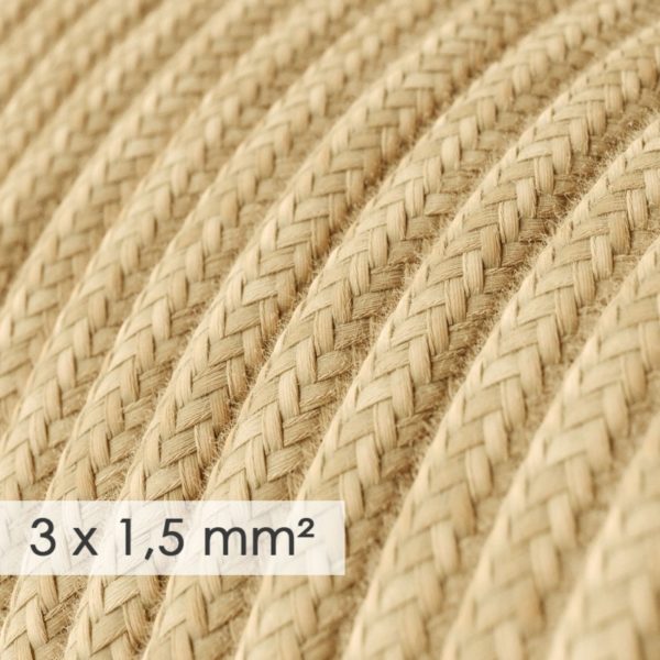 Kábel so širokým priemerom 3x1,50 v podobe retro lana, juta, 1 meter - Image 2