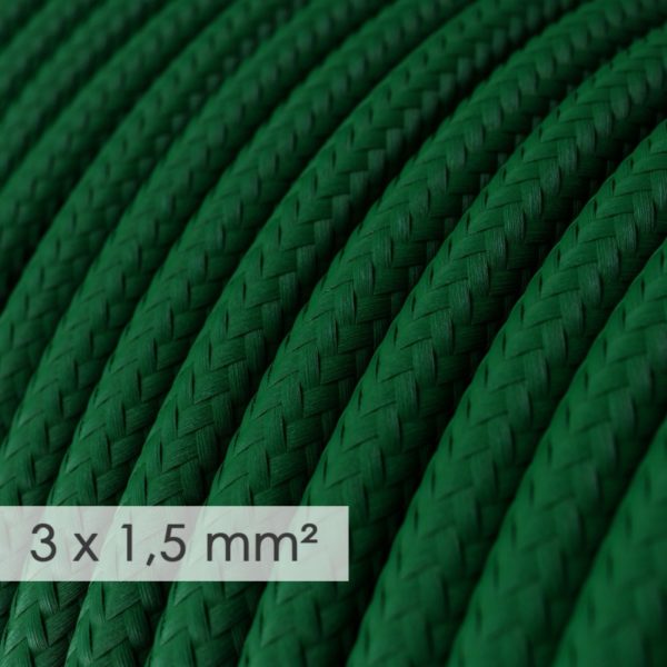Kábel so širokým priemerom 3x1,50 v tmavo zelenej farbe, umelý hodváb, 1 meter - Image 2