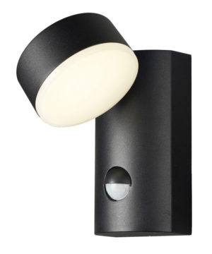 LED Moderná exteriérová nástenná lampa SIRAZ s pohybovým senzorom, 12W, 428lm, IP54, Denná biela