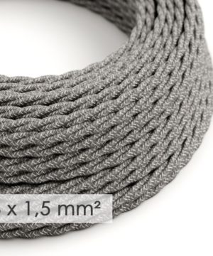 Textilný kábel so širokým priemerom 3x1,50 skrútený so vzorom Grigio/Lino, ľan, 1 meter