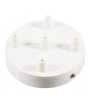 Biely lesklý Stropná rozeta pre 5 svietidiel, 12cm, kov