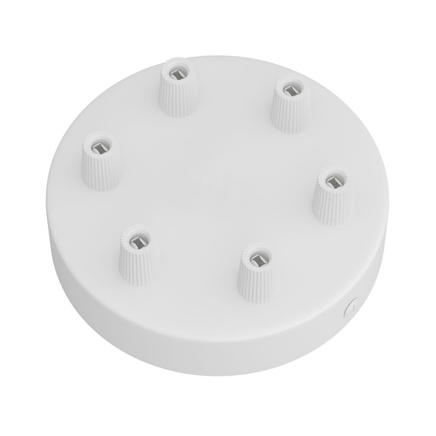 Stropná rozeta pre 6 svietidiel, 12cm, kov, biela matná farba