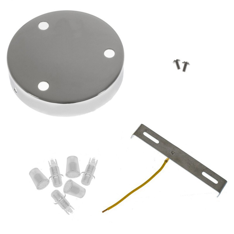 Stropná rozeta pre 3 svietidlá, 12cm, kov, chrómová farba – Obrázok 3