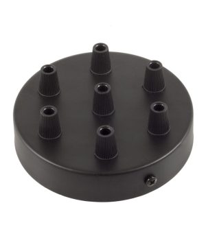 Stropná rozeta pre 7 svietidiel, 12cm, kov, čierna matná farba