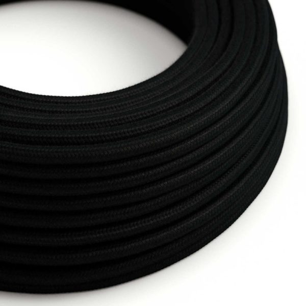 Textilný kábel bavlnený v čiernej farbe, 2 x 0.75mm, 1 meter