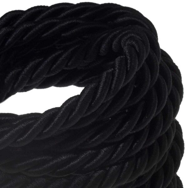 Elektrický trojžilový kábel v tvare lana, Ø 16MM, lesklá textília, 1 meter, čierny - Image 2