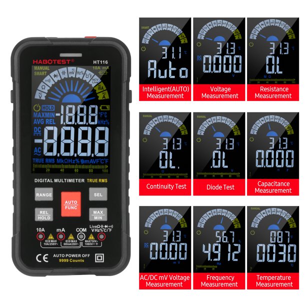 Digitálny univerzálny multimeter Habotest HT116 True RMS, NCV – Obrázok 6