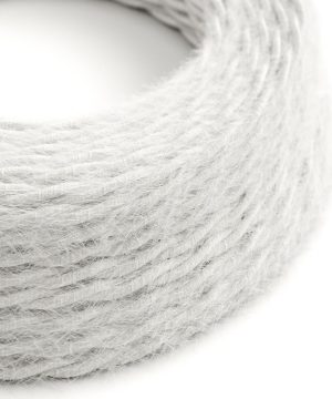 Kábel textilný skrútený s chlpatým efektom v bielej farbe, 2 x 0.75mm, 1 meter