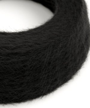 Kábel textilný skrútený s chlpatým efektom v čiernej farbe, 2 x 0.75mm, 1 meter