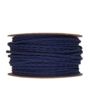 Textilný kábel skrútený v tmavo modrej farbe, umelý hodváb, 2 x 0.75mm, 1 meter