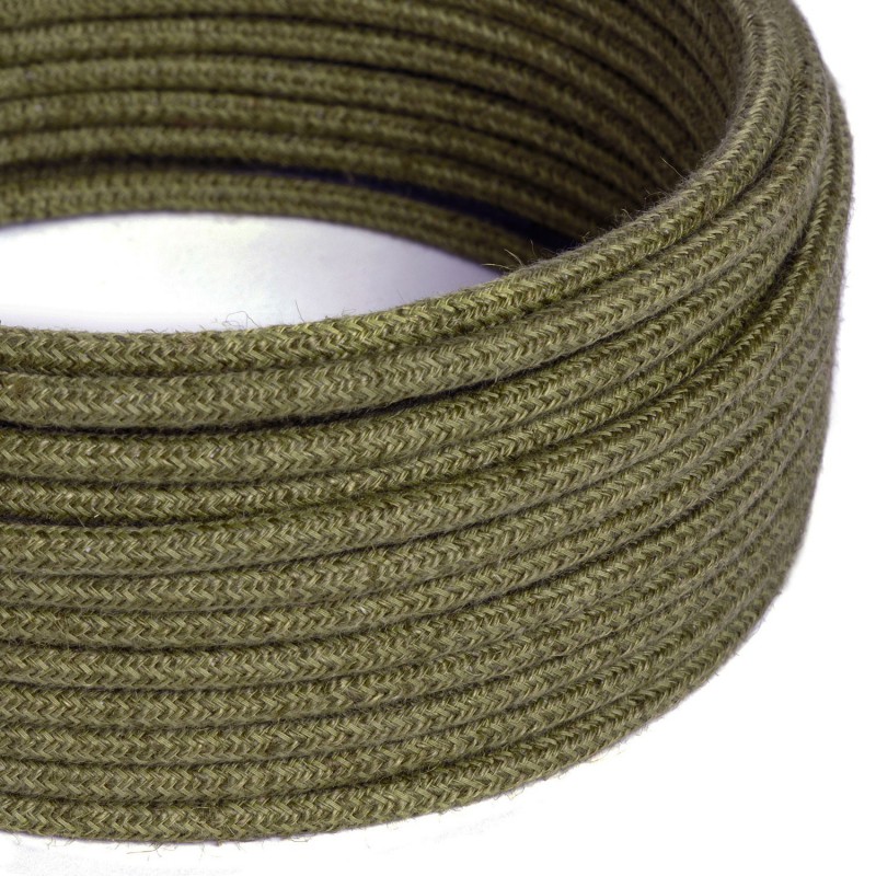 Kábel dvojžilový v podobe lana, kôrová zelená juta, 2 x 0.75mm, 1 meter – Obrázok 3