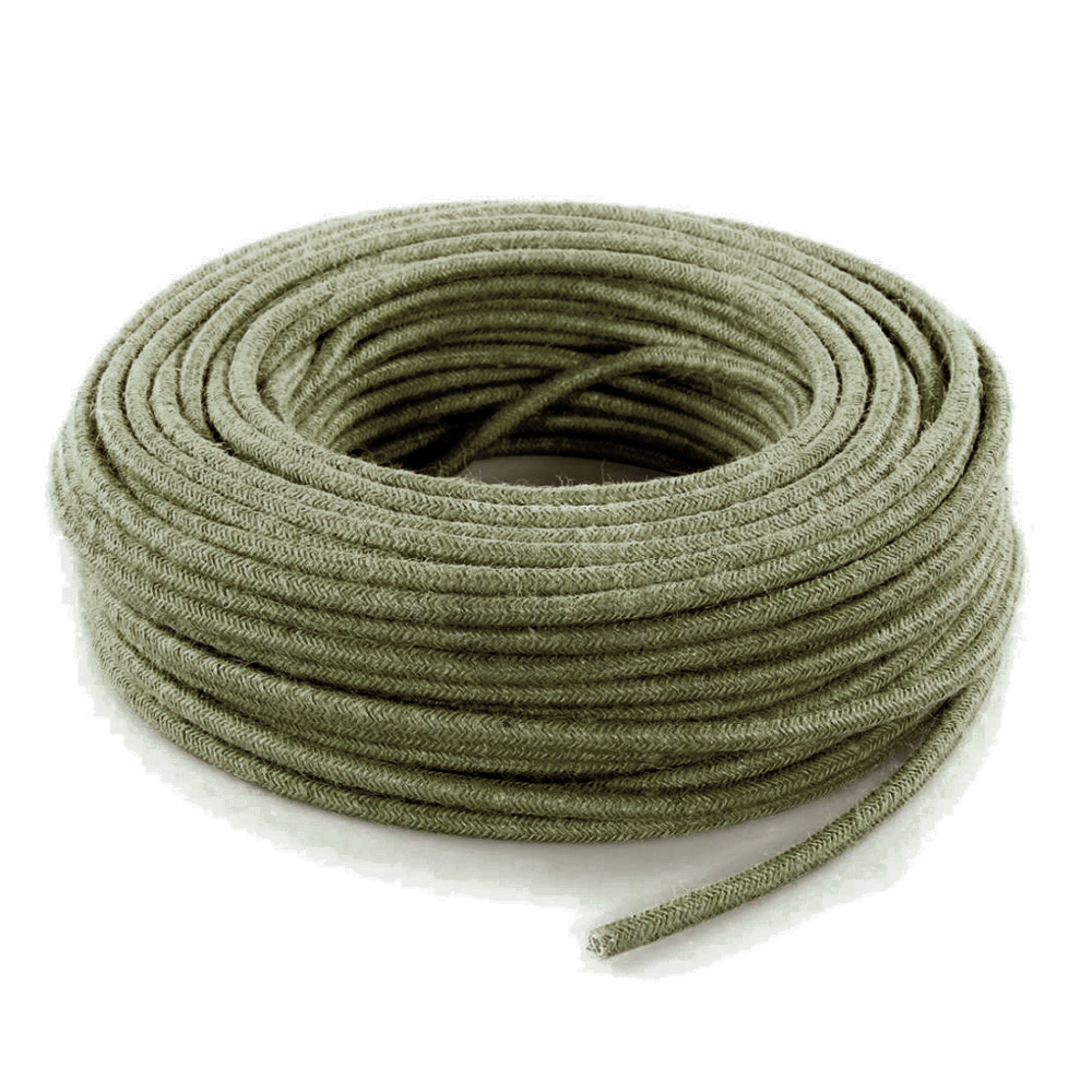 Kábel dvojžilový v podobe lana, kôrová zelená juta, 2 x 0.75mm, 1 meter