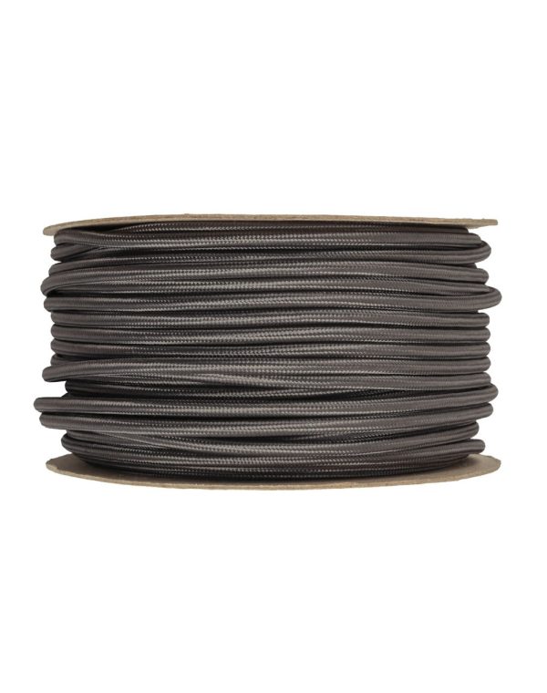 Textilný kábel v šedej farbe, umelý hodváb, 2 x 0.75mm, 1 meter