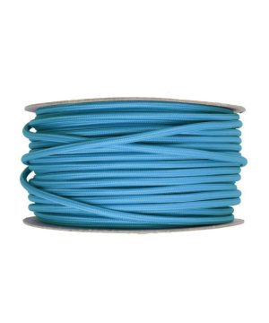 Textilný kábel v cyanovej farbe, umelý hodváb, 2 x 0.75mm, 1 meter