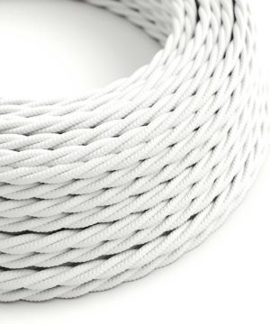Textilný kábel skrútený v bielej farbe, umelý hodváb, 3 x 0.75mm, 1 meter