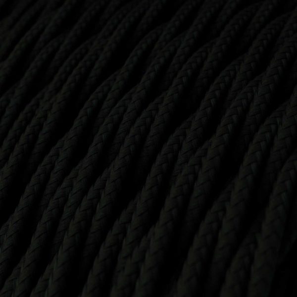 Textilný kábel skrútený v čiernej farbe, umelý hodváb, 3 x 0.75mm, 1 meter - Image 2