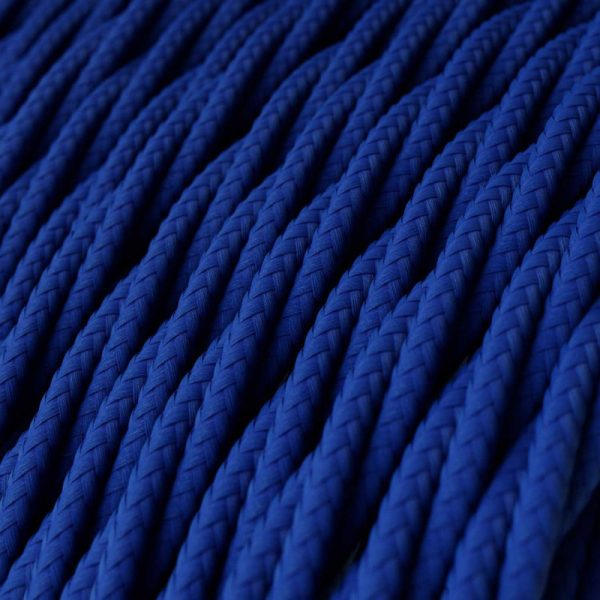Textilný kábel skrútený v kráľovskej modrej farbe, umelý hodváb, 3 x 0.75mm, 1 meter - Image 2