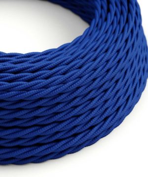 Textilný kábel skrútený v kráľovskej modrej farbe, umelý hodváb, 3 x 0.75mm, 1 meter