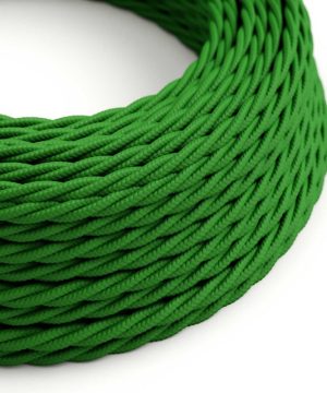 Textilný kábel skrútený v tmavo zelenej farbe, umelý hodváb, 3 x 0.75mm, 1 meter