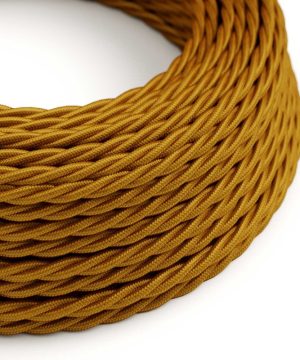 Textilný kábel skrútený v zlatej farbe, umelý hodváb, 3 x 0.75mm, 1 meter