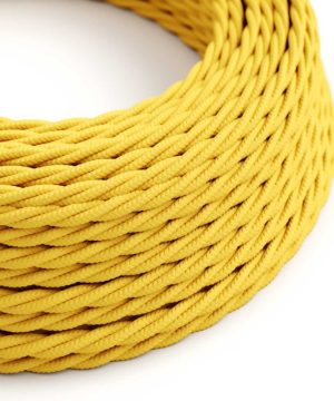 Textilný kábel skrútený v žltej farbe, umelý hodváb, 3 x 0.75mm, 1 meter