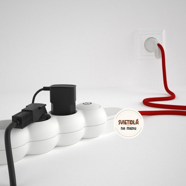 Predlžovací kábel s elektrickým káblom pokrytým umelým červeným hodvábom a zástrčkou - Image 2