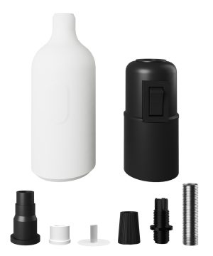 Alternative view of Silikónová objímka E27 s vypínačom a so skrytou káblovou svorkou v bielej farbe