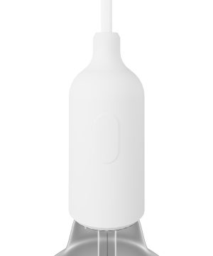 Silikónová objímka E27 s vypínačom a so skrytou káblovou svorkou v bielej farbe