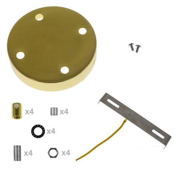 Stropná rozeta pre 4 svietidlá, 12cm, kov, mosádzna farba - Image 3