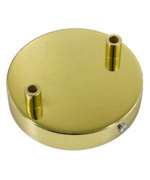 Stropná rozeta pre 2 svietidlá, 12cm, kov, mosádzna farba