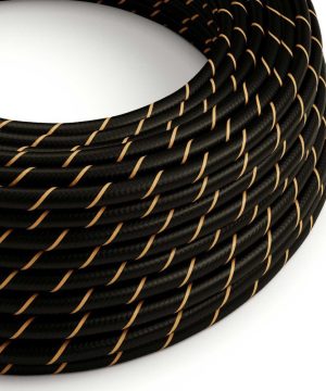 Kábel textilný HD Vertigo – čierna/zlatá, 3 x 0.75mm, 1 meter