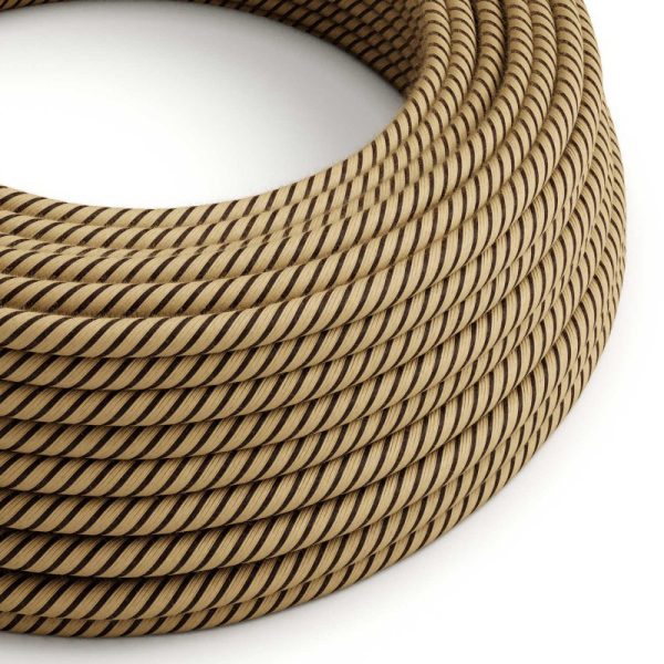 Kábel textilný, bavlna+juta, Vertigo – tabáková farba, 3 x 0.75mm, 1 meter