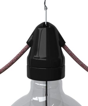 Alternative view of Závesná porcelánová objímka s päticou E27, Italy, čierna farba
