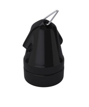 Závesná porcelánová objímka s päticou E27, Italy, čierna farba