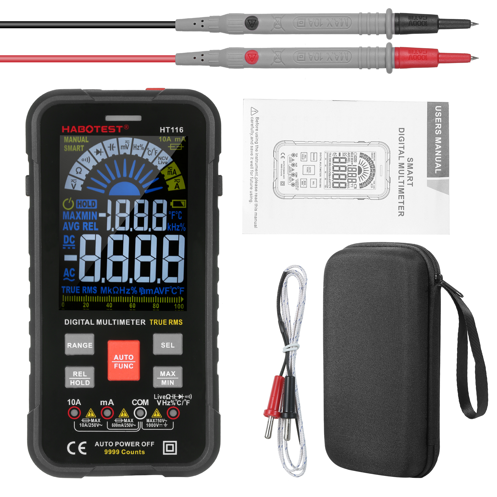 Digitálny univerzálny multimeter Habotest HT116 True RMS, NCV – Obrázok 3