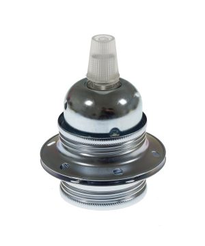 Dekoračná objímka E27 • s okrasnými skrutkami • kov • strieborná