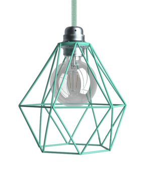 Klietka kovová v tvare diamantu v tyrkysovej farbe